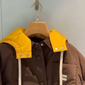 Miu Miu Brown and Yellow Puffer Jacket